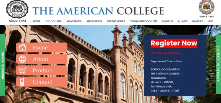 American College Madurai | American College Course Admission